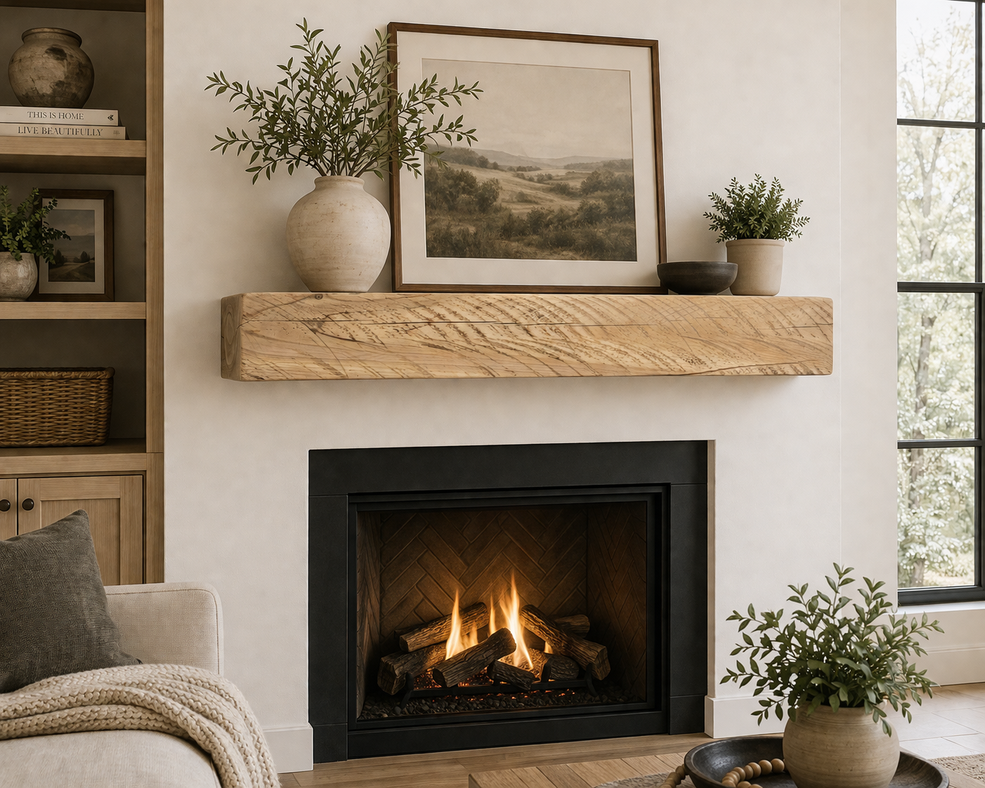 Reclaimed Barnwood Solid Mantel – 6.75” x 5.75” x 48” – SM111