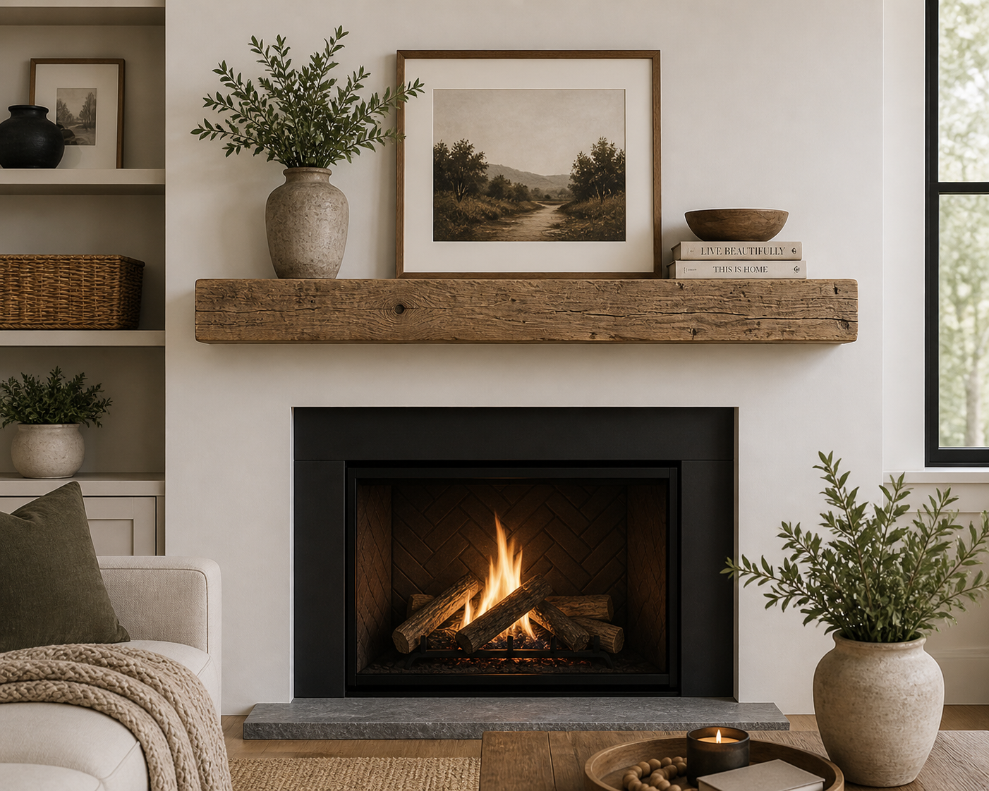 Reclaimed Barnwood Solid Mantel – 6” x 3.75” x 75” – SM112