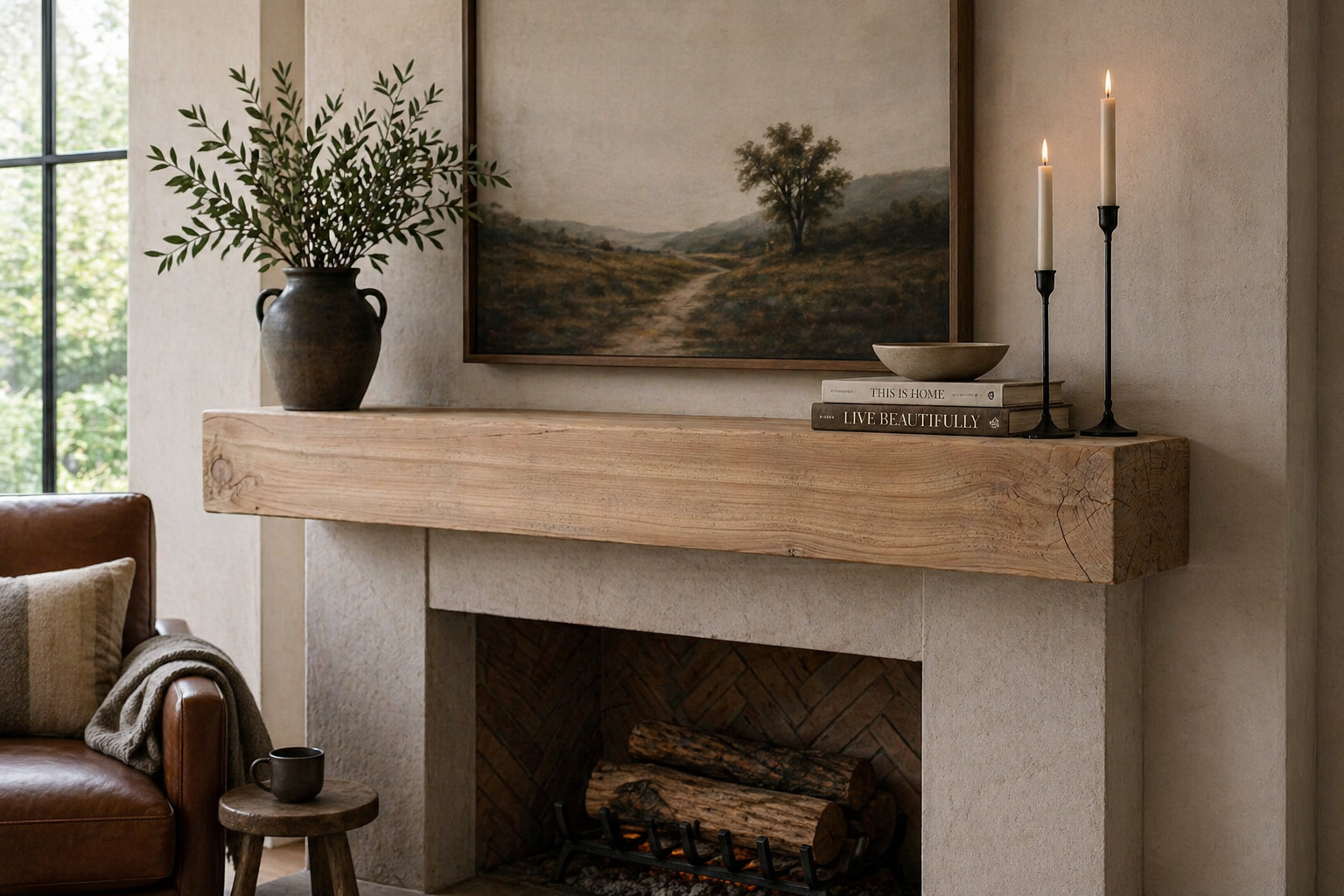 Reclaimed Solid Wood Mantel - 8” x 6.125” x 69.75” - SM115
