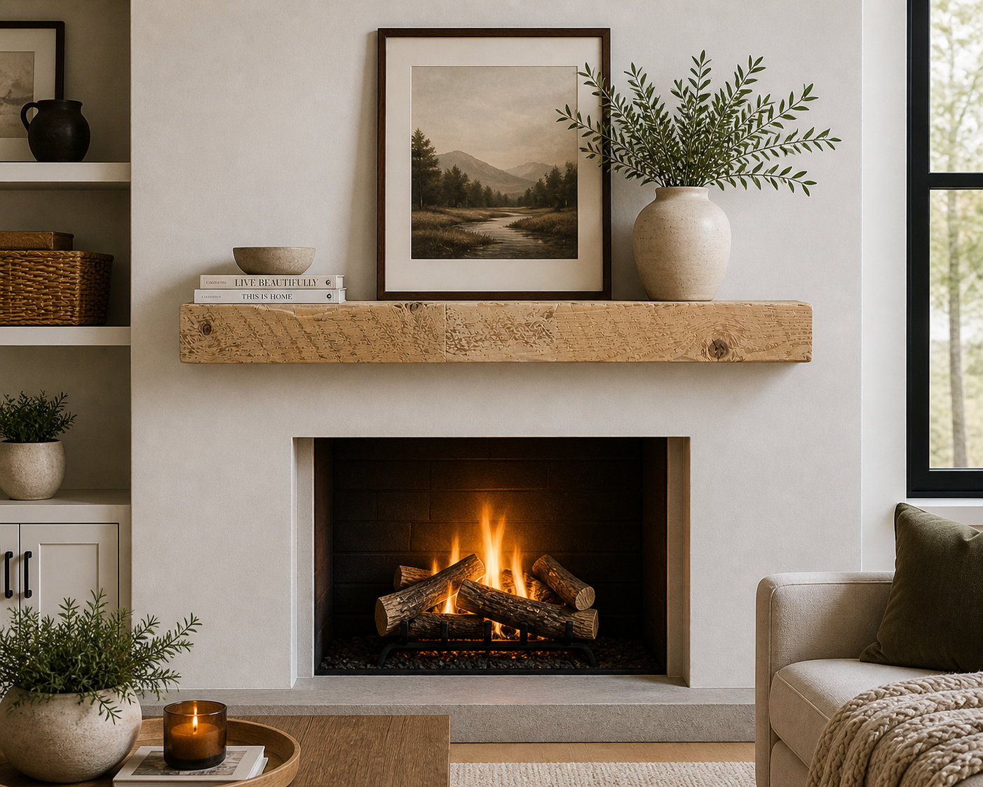 Reclaimed Barnwood Solid Mantel – 9.75” x 3.75” x 59.5” – SM134