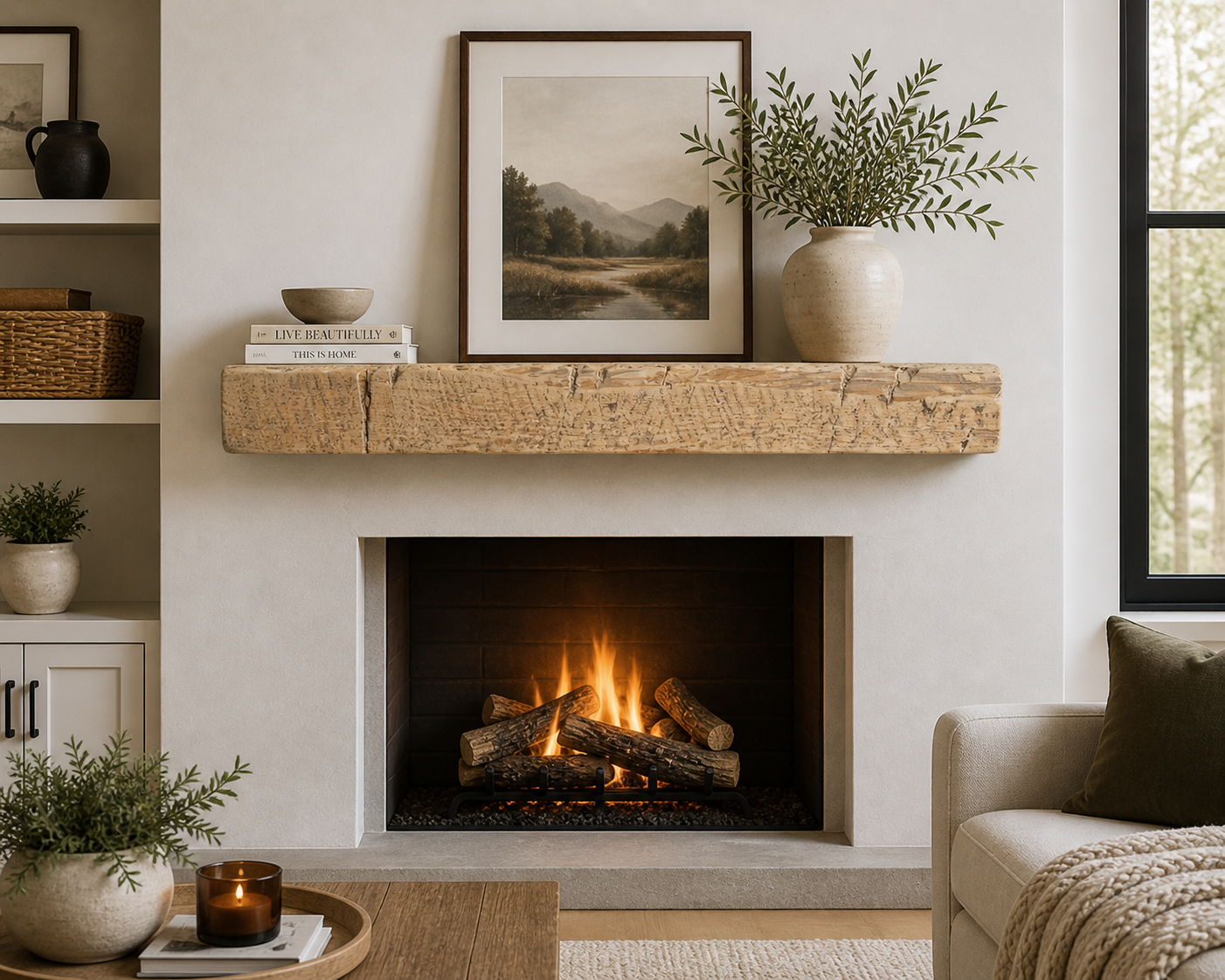 Reclaimed Barnwood Solid Mantel – 9” x 5.25” x 61.25” – SM138