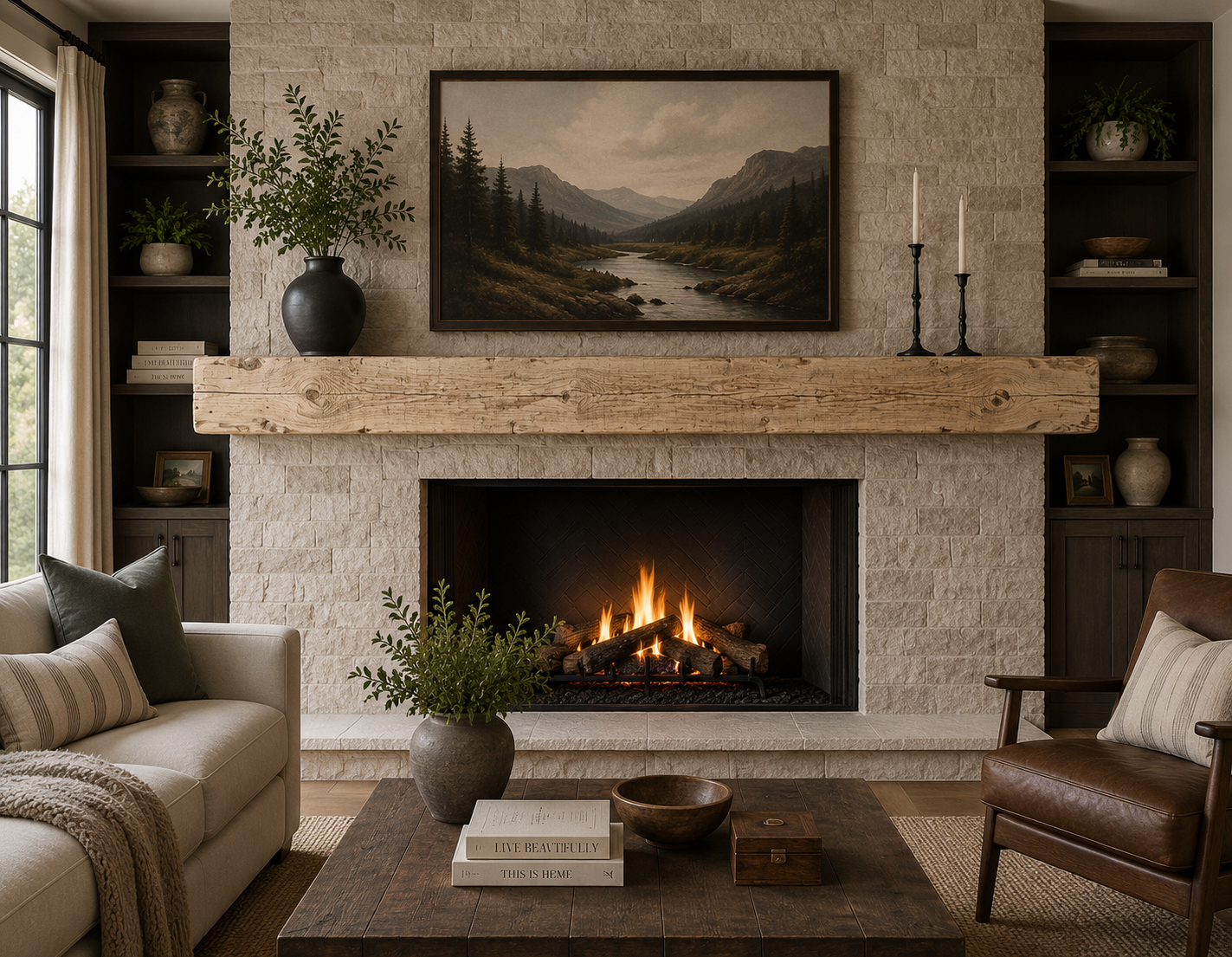 Reclaimed Barnwood Solid Mantel – 9.5” x 9.5” x 109.5” – SM151