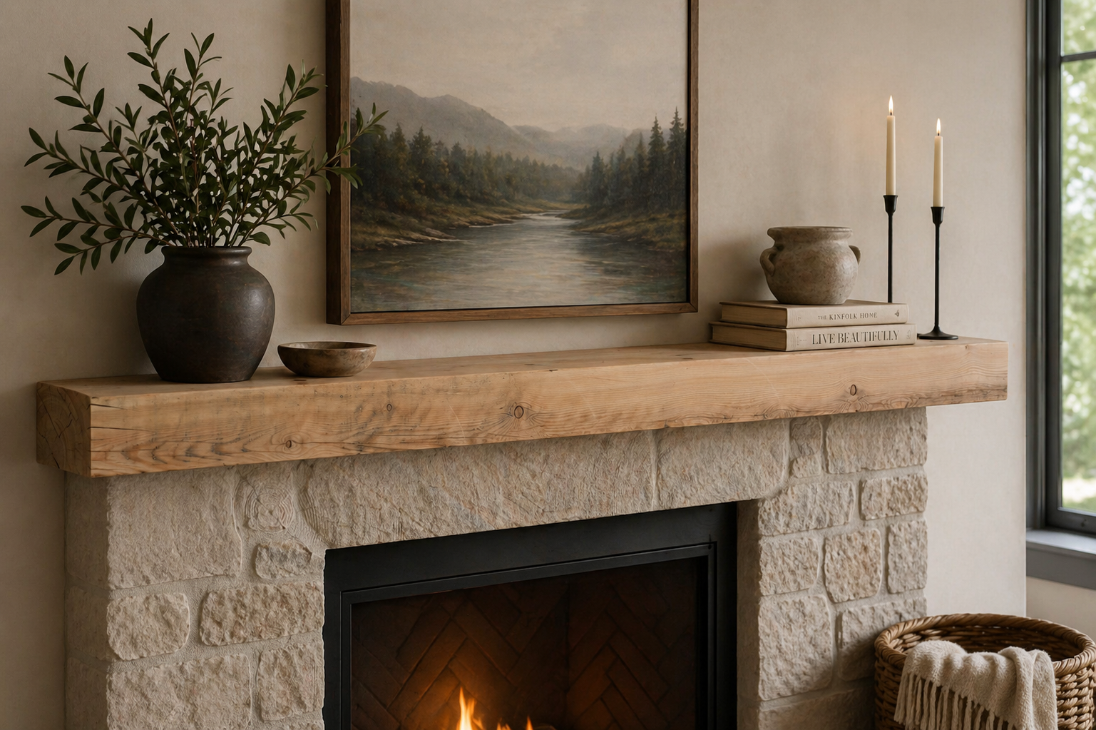 Reclaimed Solid Wood Mantel - 7.75” x 5” x 101.25” - SM119