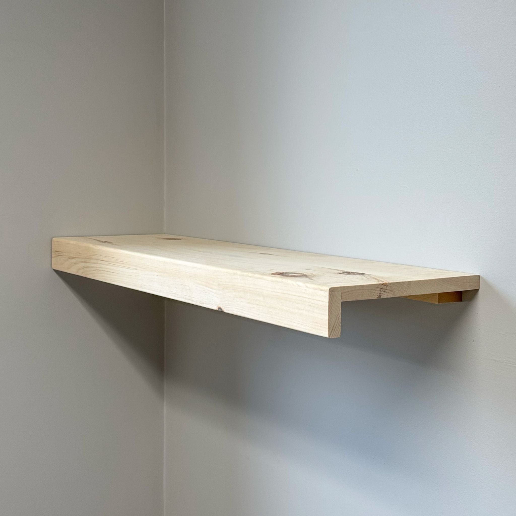 2 1/2" L-Shaped Raw Solid Shelf