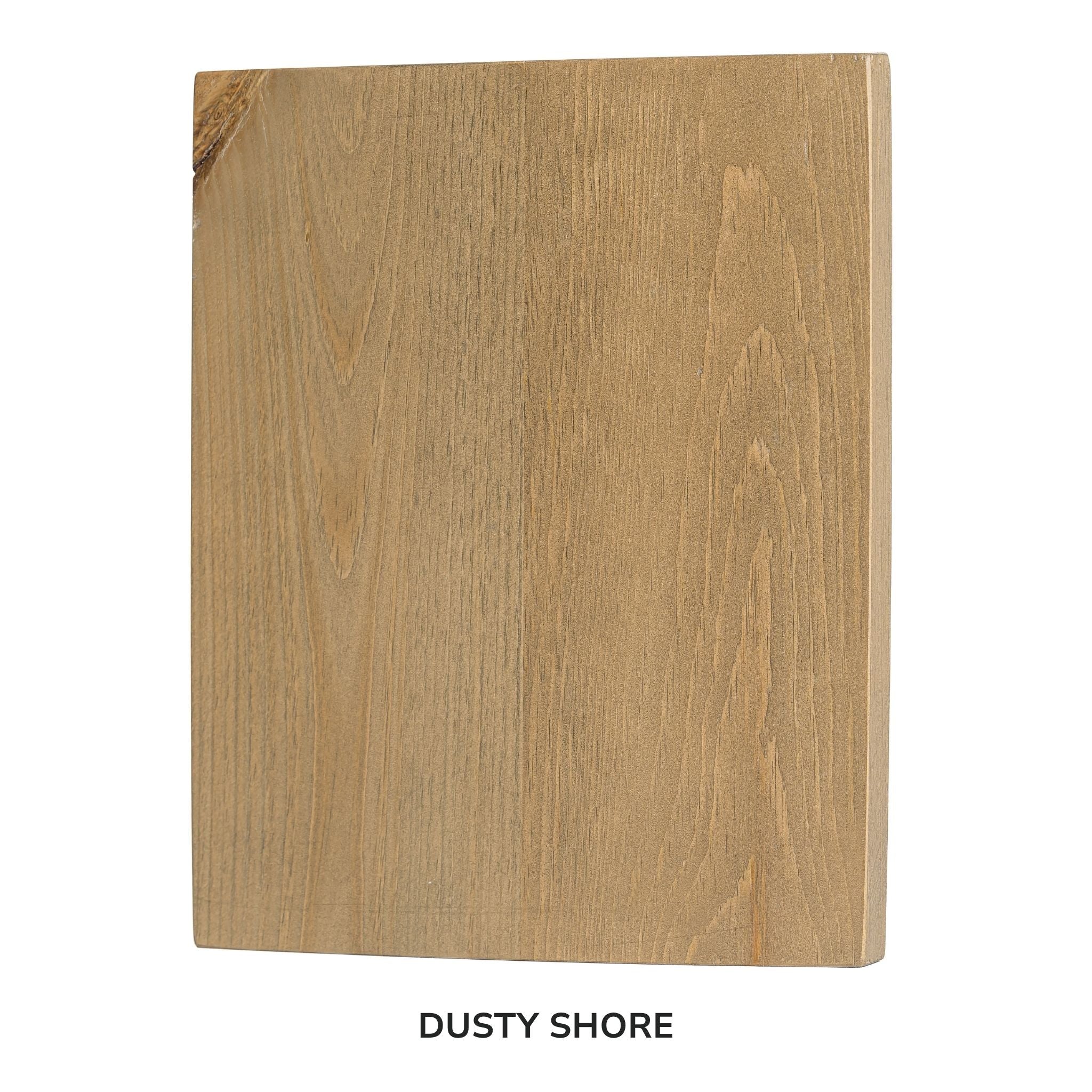 Wooden cutting board with 'Dusty Shore' finish on a white background