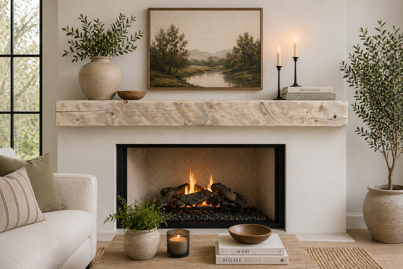 Reclaimed Solid Wood Mantel - 5.75” x 5.5” x 63.5” - SM121