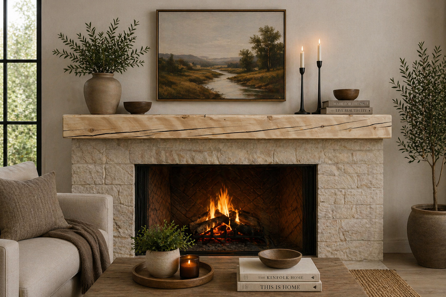 Reclaimed Solid Wood Mantel - 5.75” x 5.5” x 91” - SM137