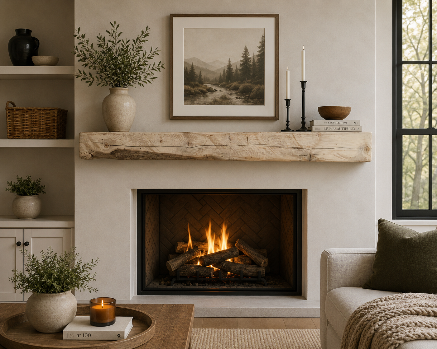 Reclaimed Barnwood Solid Mantel – 6.625” x 6.875” x 76” – SM142