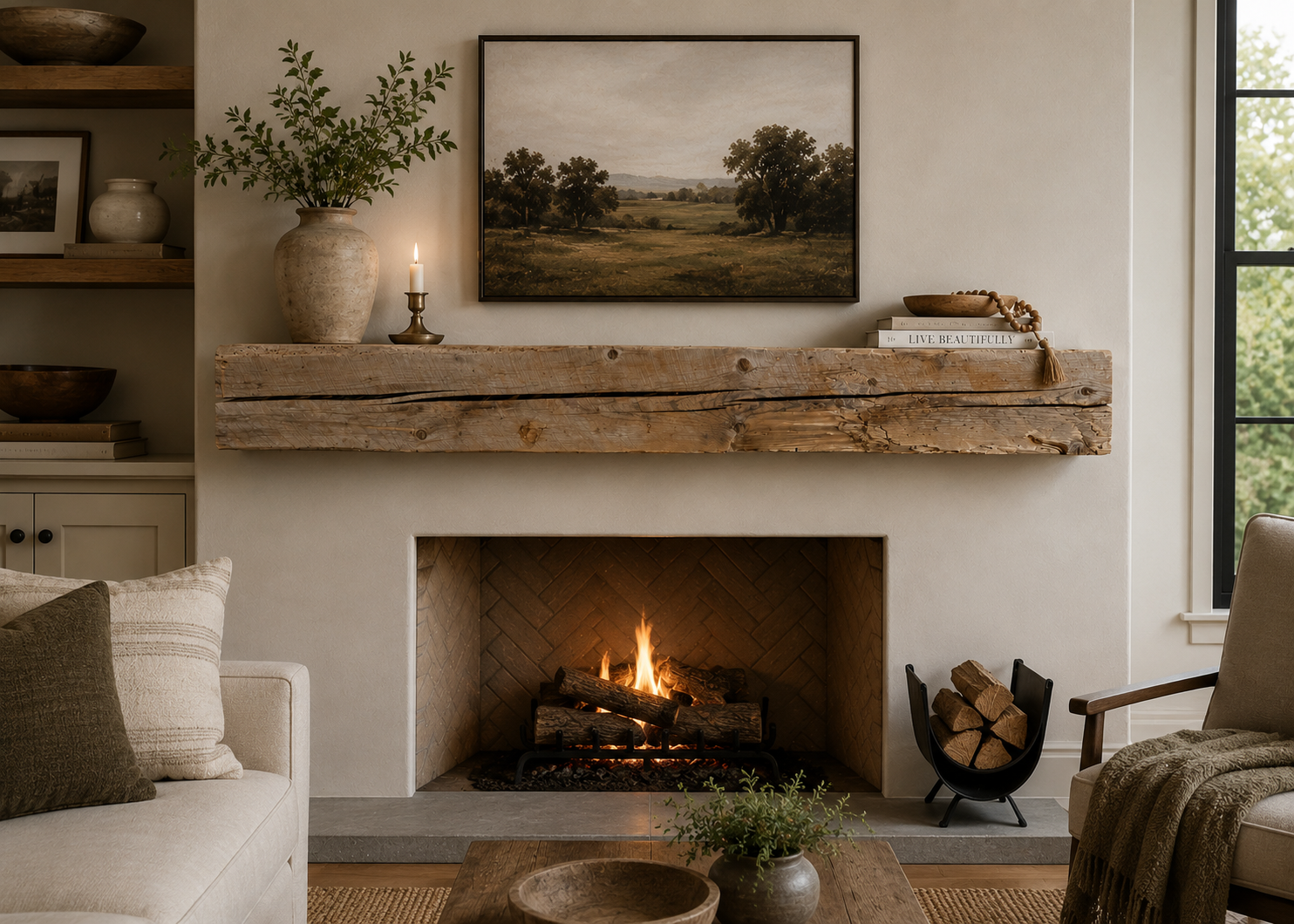 Reclaimed Barnwood Solid Mantel – 9.75” x 9.5” x 77.25” – SM146