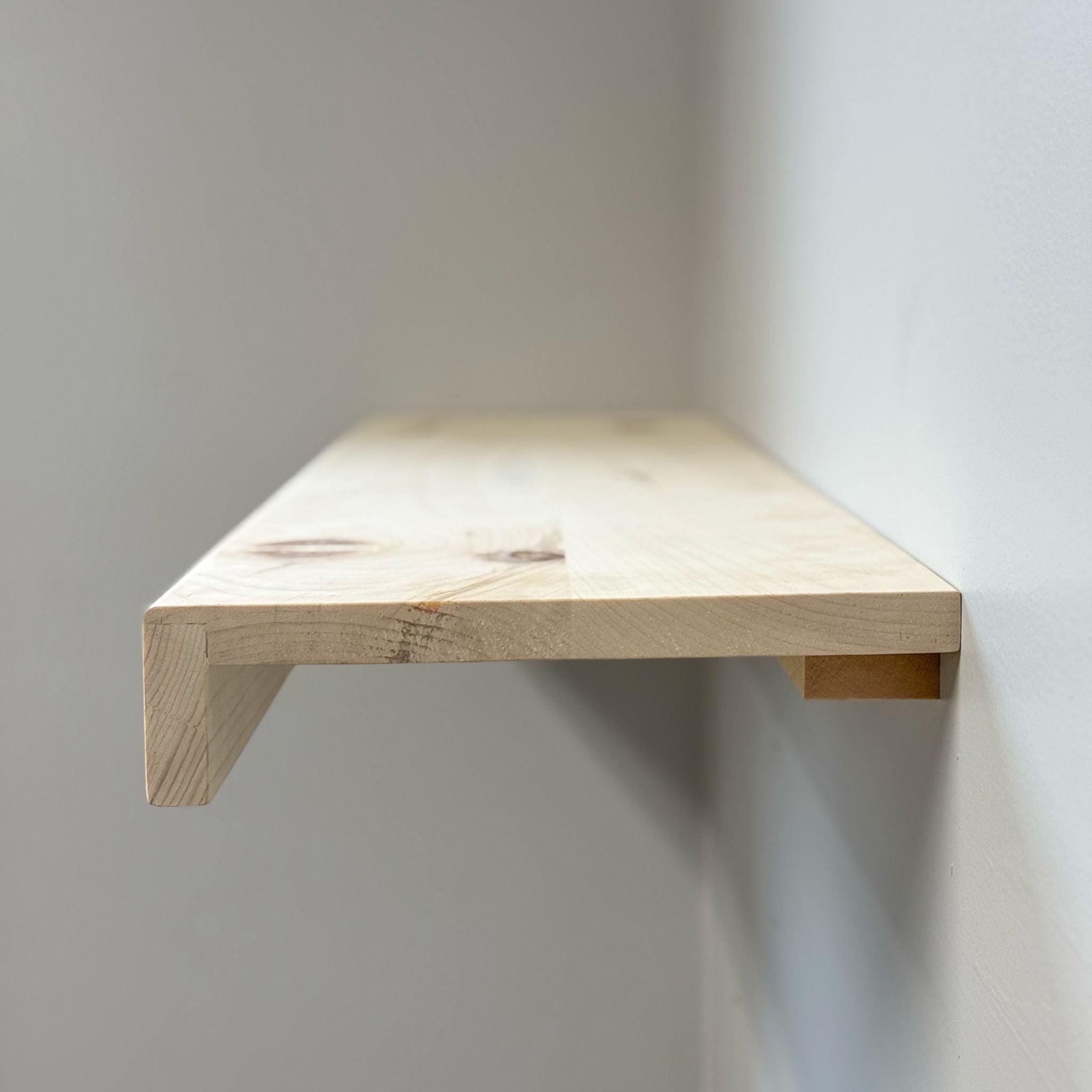 2 1/2" L-Shaped Raw Solid Shelf